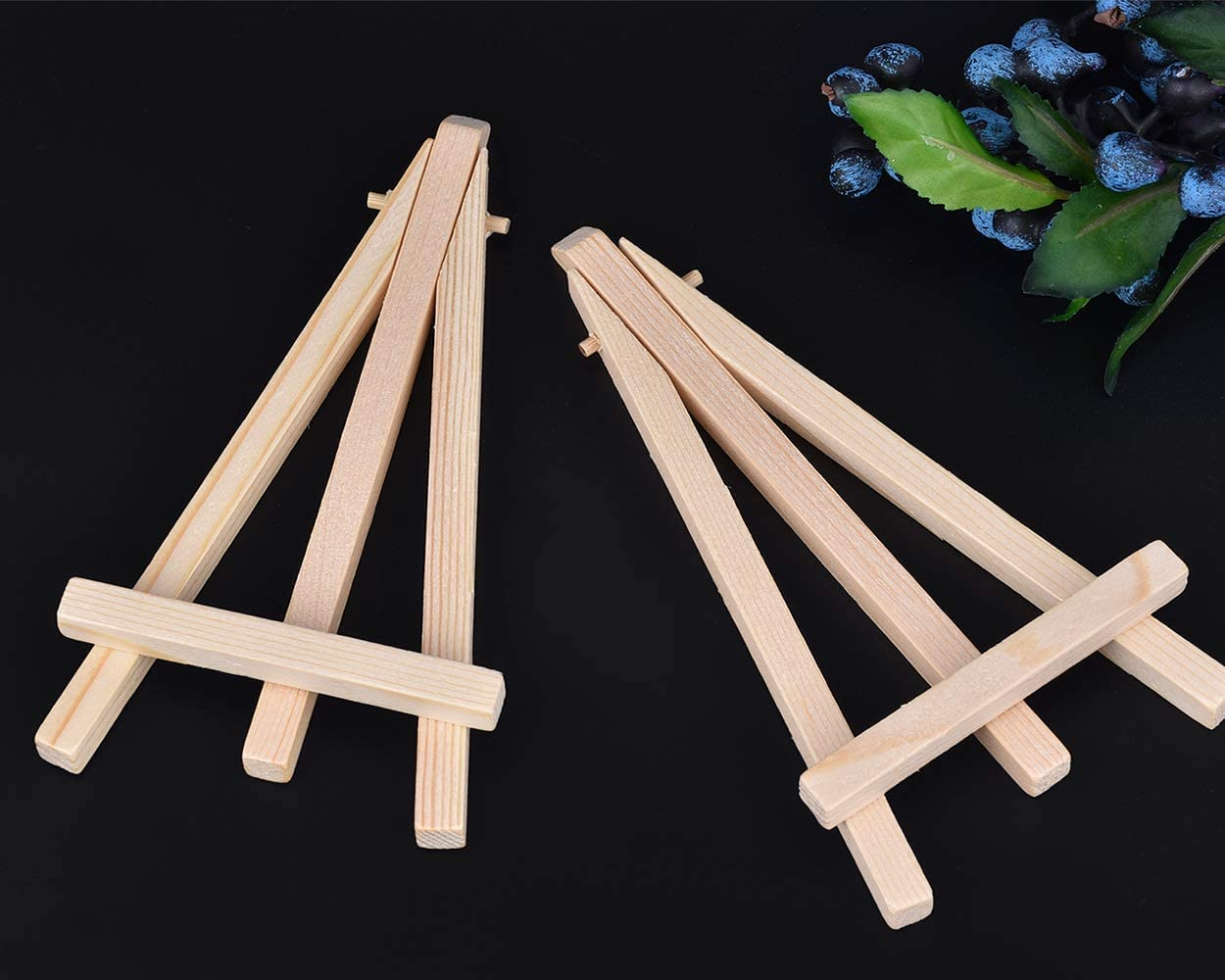 [Mini 6 Inch] Wood Easel 12 Pieces Desk Display Easel Stand for Paintings Cards Photos image number 5