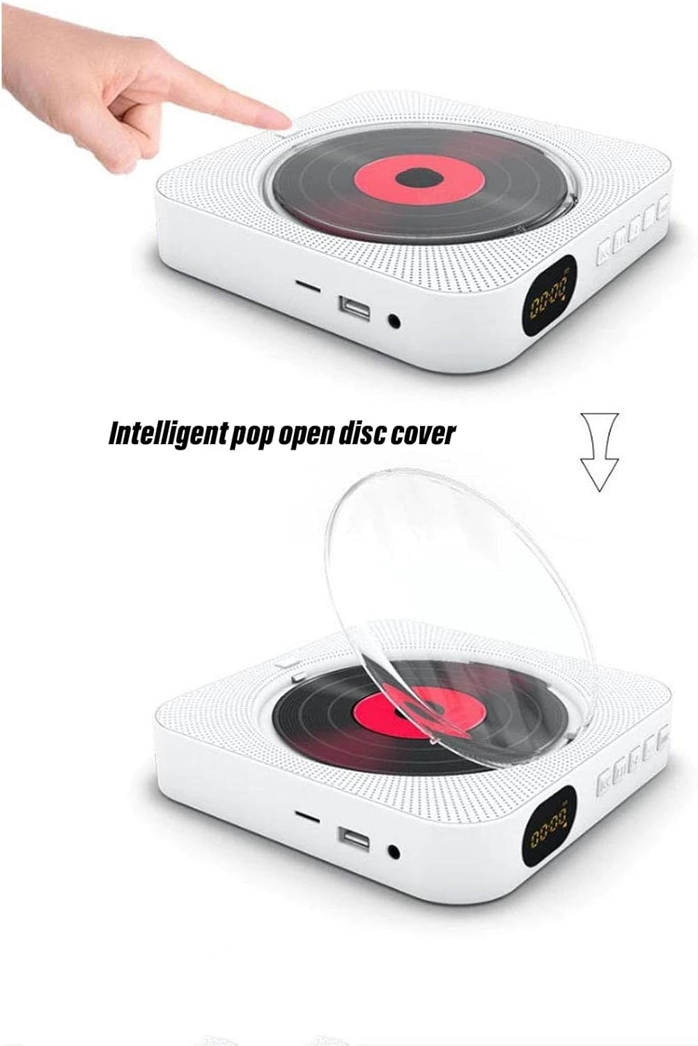 Bluetooth CD Player, Portable Wall Mountable CD Player with Dust Cover, Desktop CD Player with Hifi Sound Speakers, Music Player Home Audio with Remote, CD Player Gift (White) image number 5