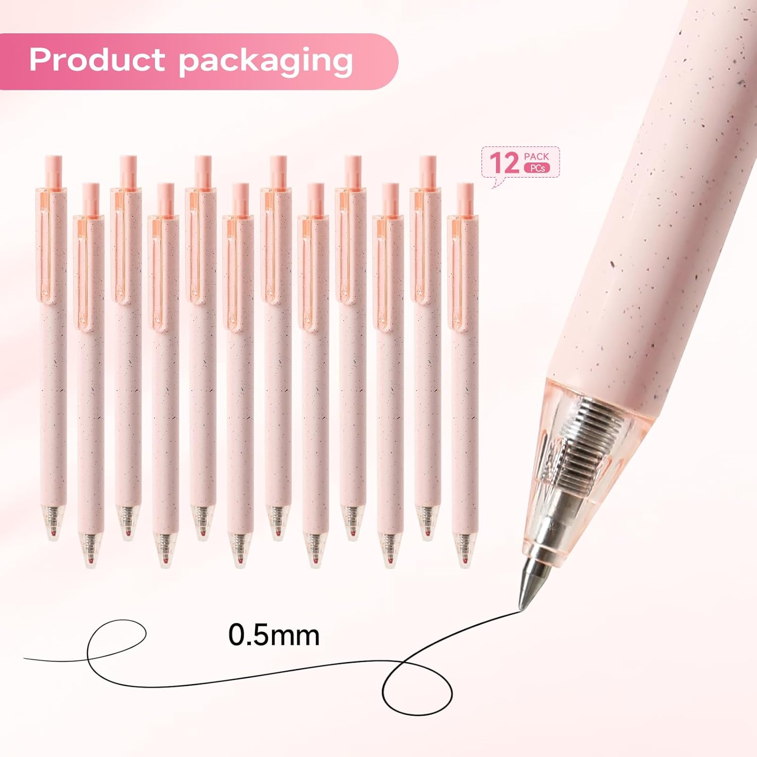 RIANCY Premium Pink Gel Pens - Smooth Writing, Quick Dry, Set of 12 - Ideal for Journaling, Note-Taking, Art Supplies - 10 Pcs Retro Color-Black Ink image number 2