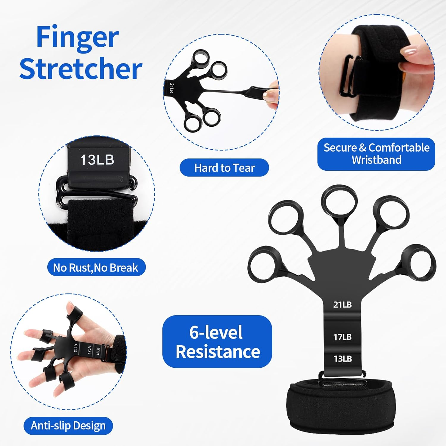 5 Pcs Grip Strength Trainer Kits with Hand and Forearm, Adjustable Forearm Trainer, Hand Grip Strengthener for Muscle Building and Injury Recover, Finger Exerciser, Hand Extension Exerciser image number 4