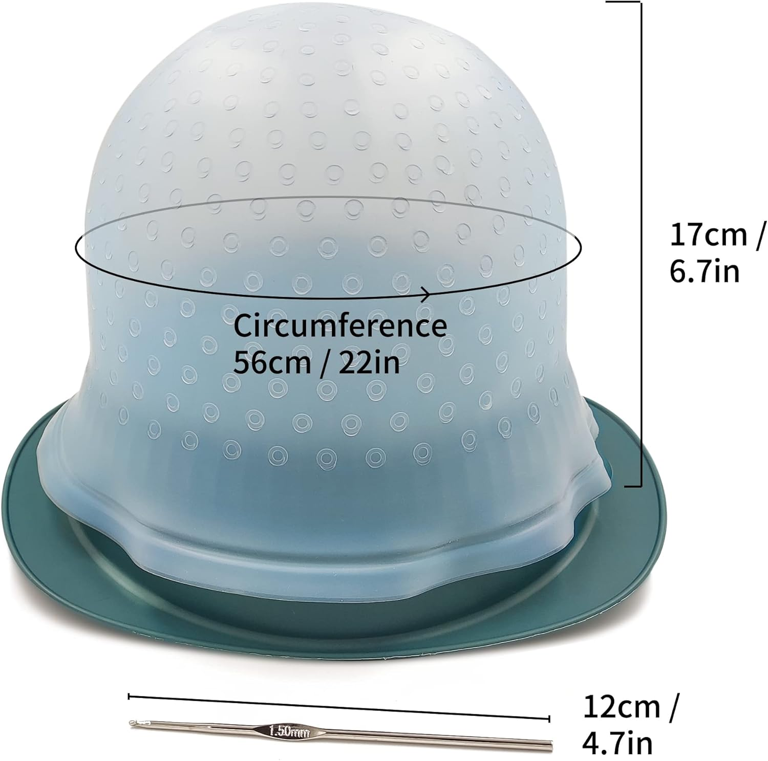 Highlight Caps with Pre Cut Holes Silicone Hair Highlighting Cap for Highlighting Hair Dye Cap No Leakage Reusable Highlighting Cap Dye Cap Pre Pierced (Blue) image number 6