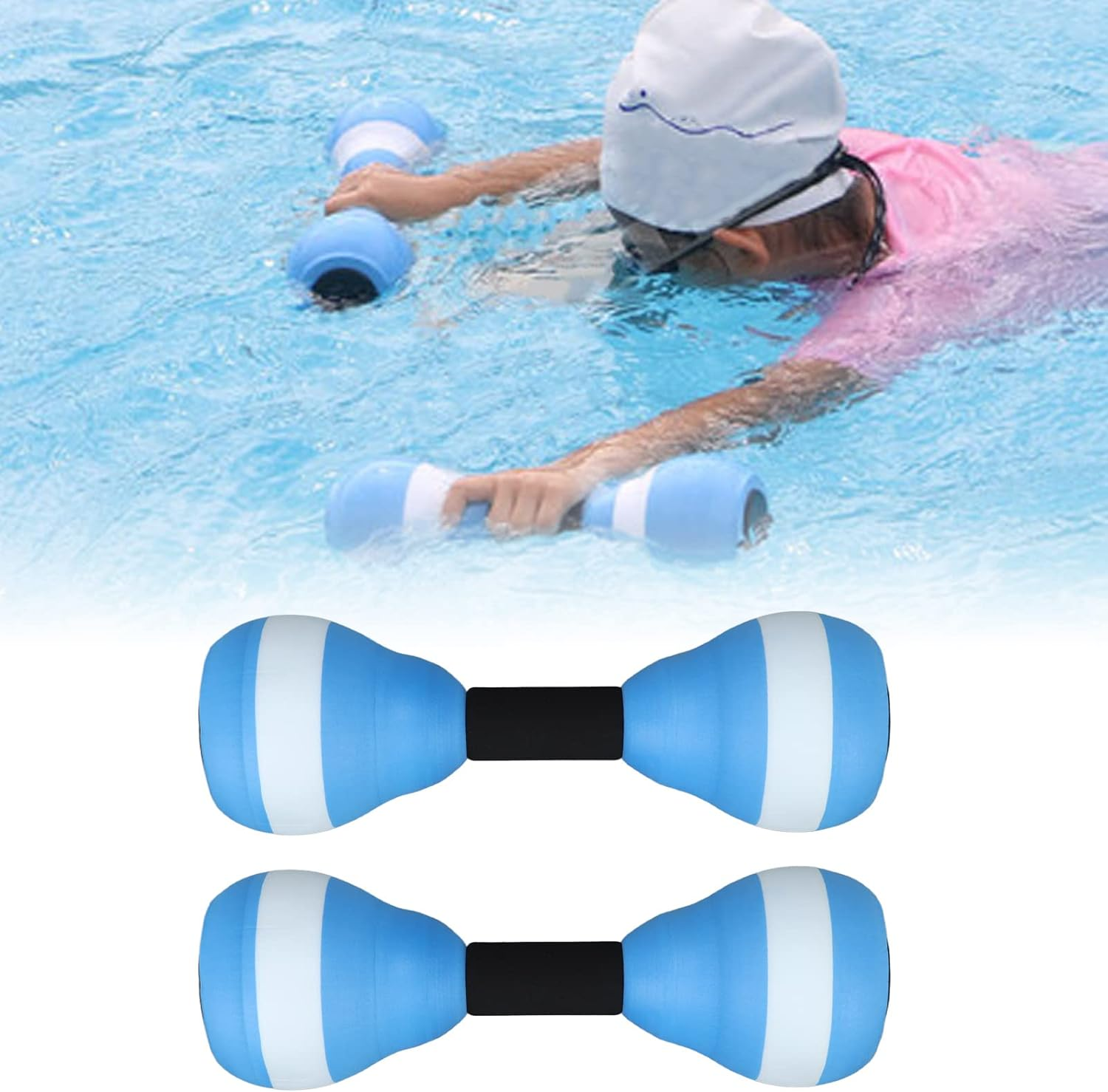 1 Pair Water Dumbbells, Aquatic Exercise Dumbbells, Pool Fitness Water Aerobic Exercise Foam Dumbbells Pool Resistance EVA Foam Dumbbell Set Water Fitness Equipment for Weight Loss image number 2
