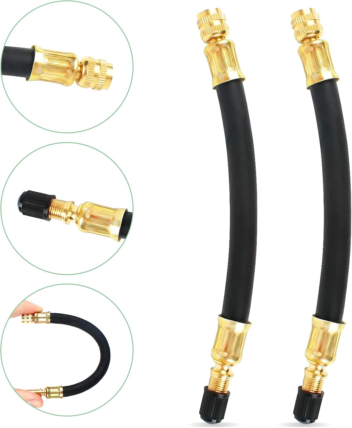 Tyre Valve Extension Adapter, 90 Degree Valve Extension and 180 Mm Flexible Rubber Tyre Valve Extension Copper Valve Adapter Angle Valve Extension for Car Motorcycle Bicycle Scooter image number 6