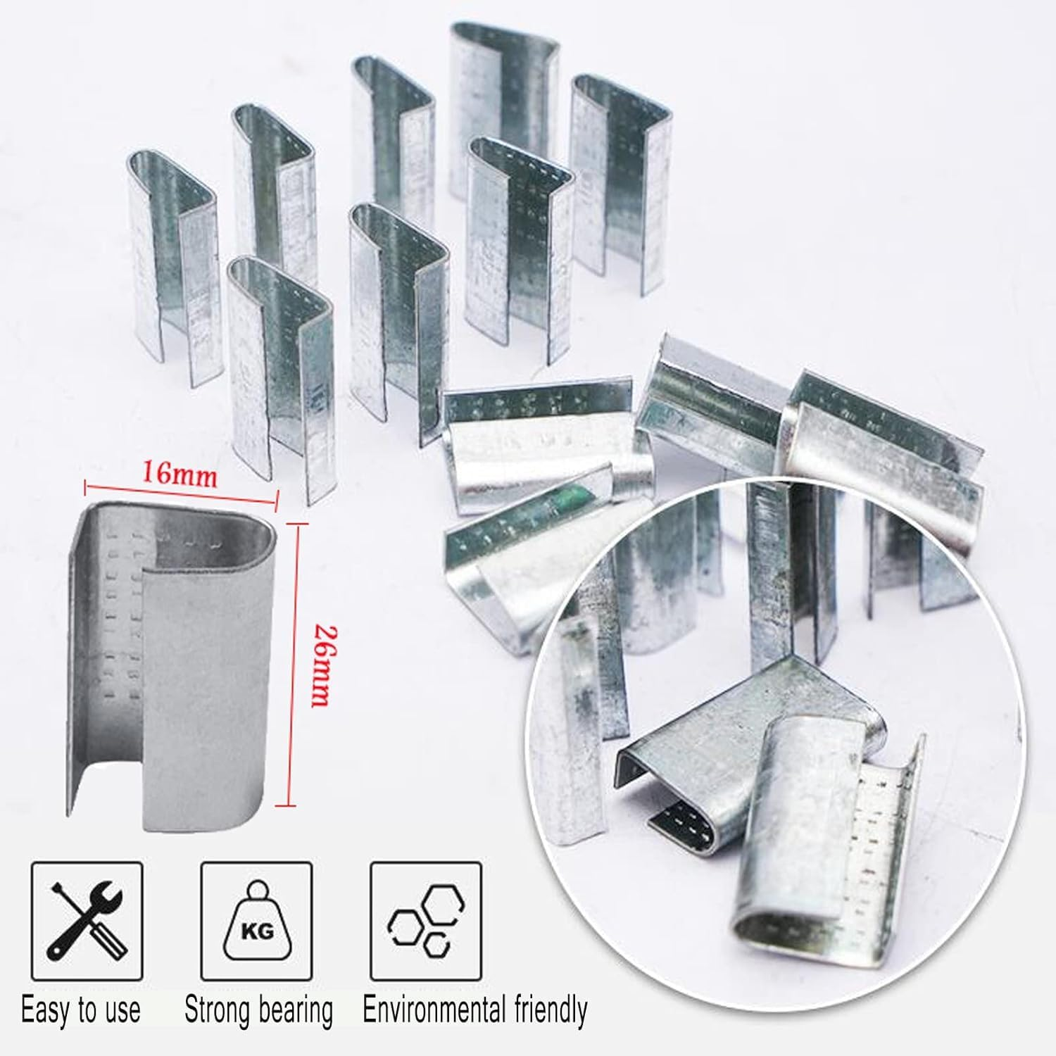 Heavy Duty PP Banding Strapping, Pallet Strapping, Packaging Strapping, Packaging 1/2" X 328Ft Polyester (PET) Strapping Kit with 100Pcs Metal Sealers, Box Packing Strapping Tool Kit image number 5