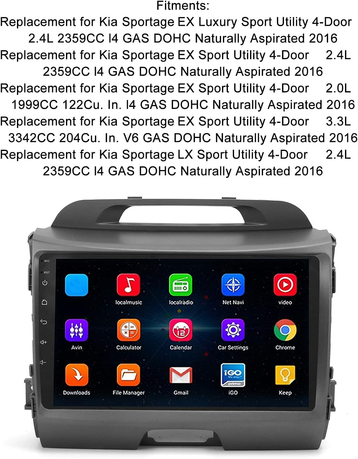 Car Navigator Touchscreen, 9In Display Compatible with Kia Sportage EX Luxury Sport Utility 2016, Android 10.0 Navigation System, Bluetooth GPS Multimedia Player (2+32G) image number 4