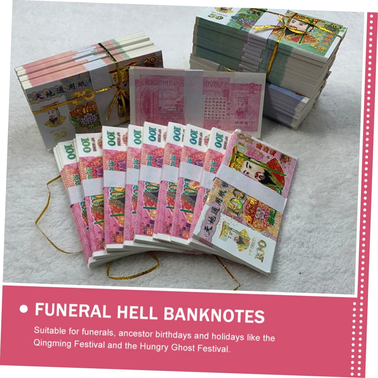 LALAFINA Realistic 1000 Sheets of Ancestor Money Bright Easy to Burn Paper Money for Festival Sacrifice image number 1