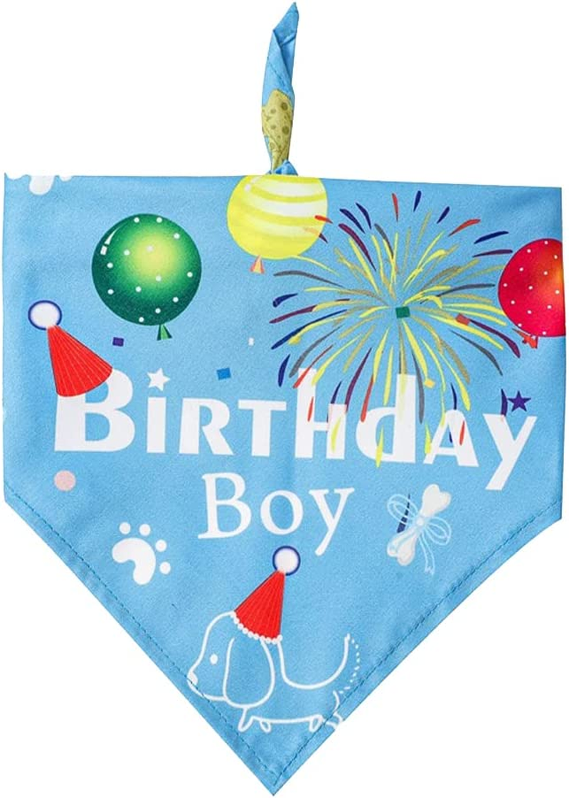 Dog Birthday Bandana Large Breed, Soft Dog Triangle Scarf Bib Accessories, Washable Adjustable Pet Kerchief, Party Supplies for Small Medium Cats Pets (Blue)