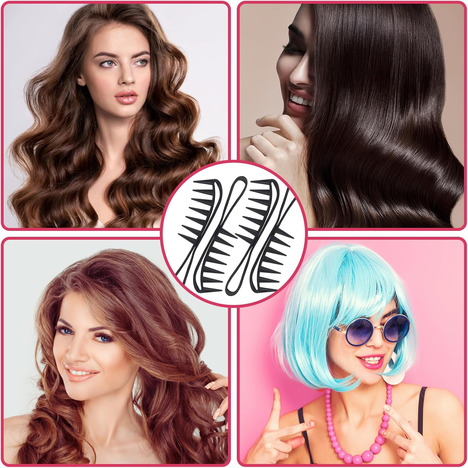 4 Pieces Wide Tooth Comb for Curls, Large Curl Comb for Knotted, Wavy, Thick, Thin Hair, Large Tooth Comb for Women and Men, Extra Wide Curl Comb for Brushing Curls, Black image number 4