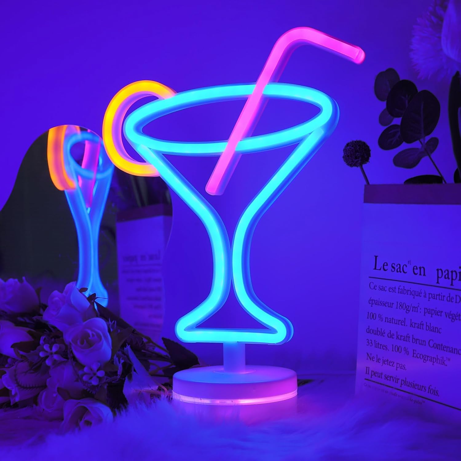 WIOSOUL Lady Cocktail Neon Sign Dimmable Bar Neon Light for Wall Decor 9.45X13.78 Inch LED Light Sign with USB Powered for Home Bar, Lounge, Party Pub (Cocktail)
