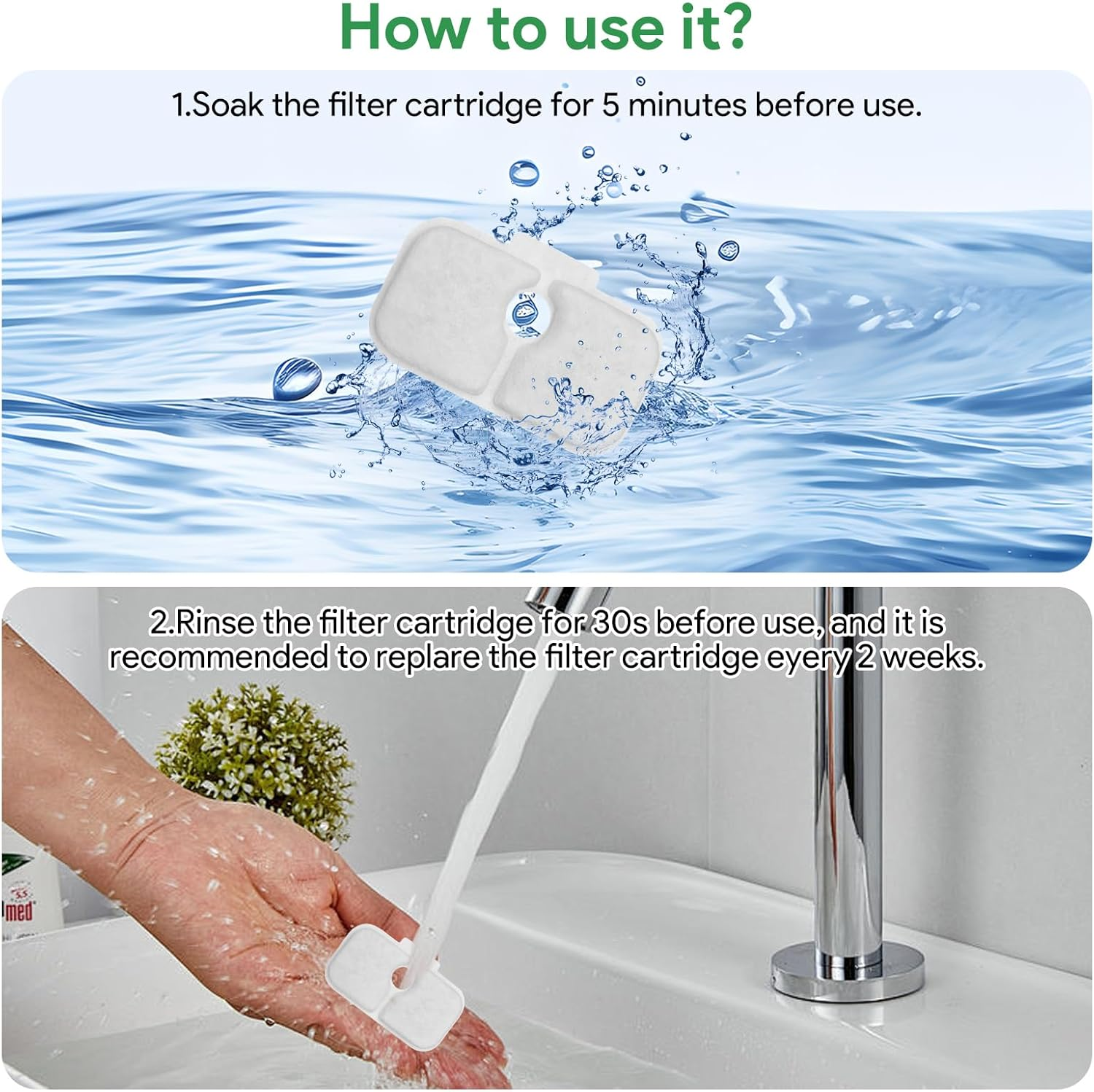 Pack of 24 Cat Fountain Filters, Drinking Fountain Cat Replacement Filter, 12 Carbon Filters and 12 Foam Filters Compatible with Petlibro Dockstream Drinking Fountain for Cat PLWF005, PLWF115, PLWF105 image number 4