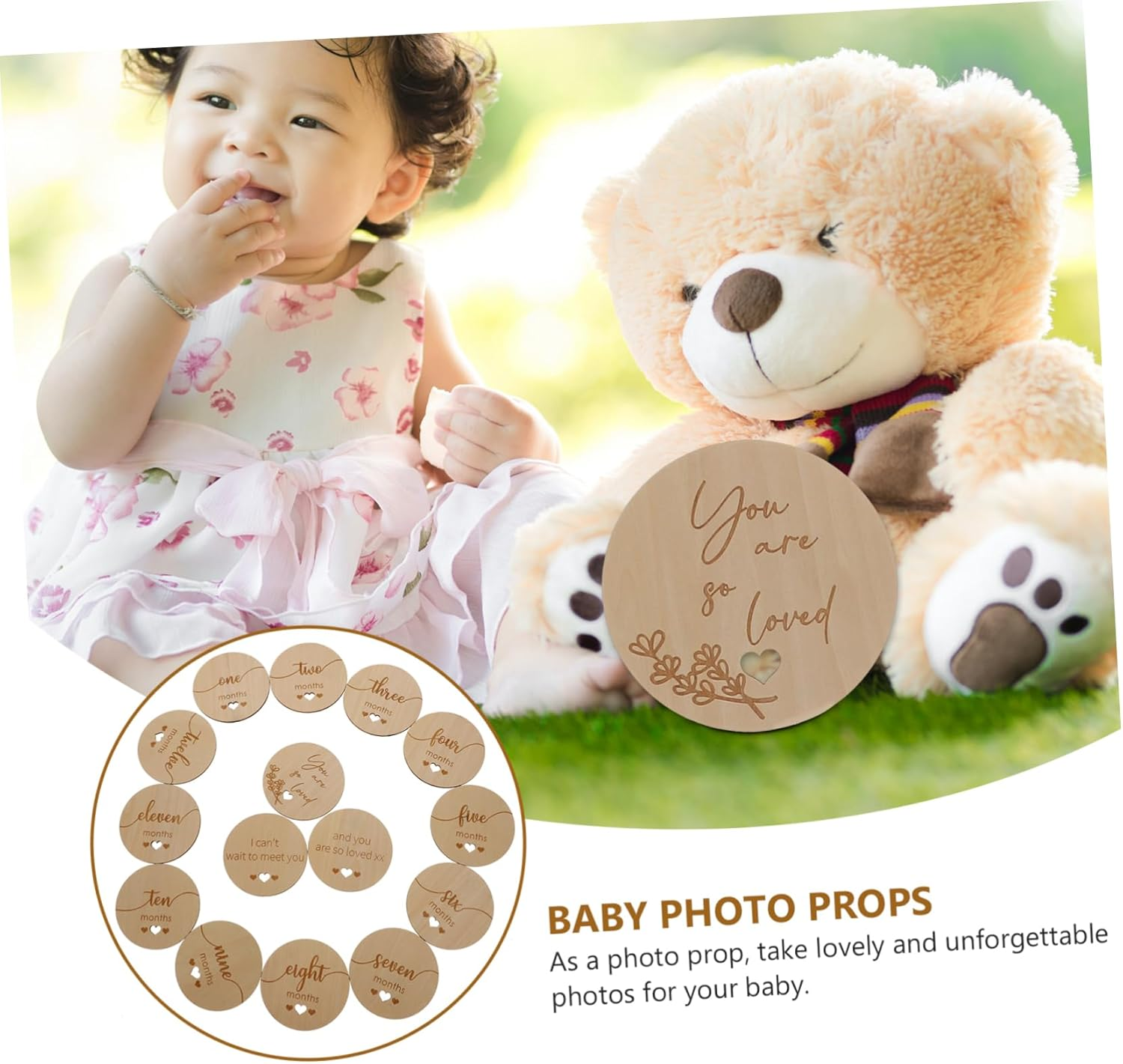 1Set Growth Cards Natural Cardstock Monthly Commemorative Photo Props for Memory Capture and Shower Announcements image number 4