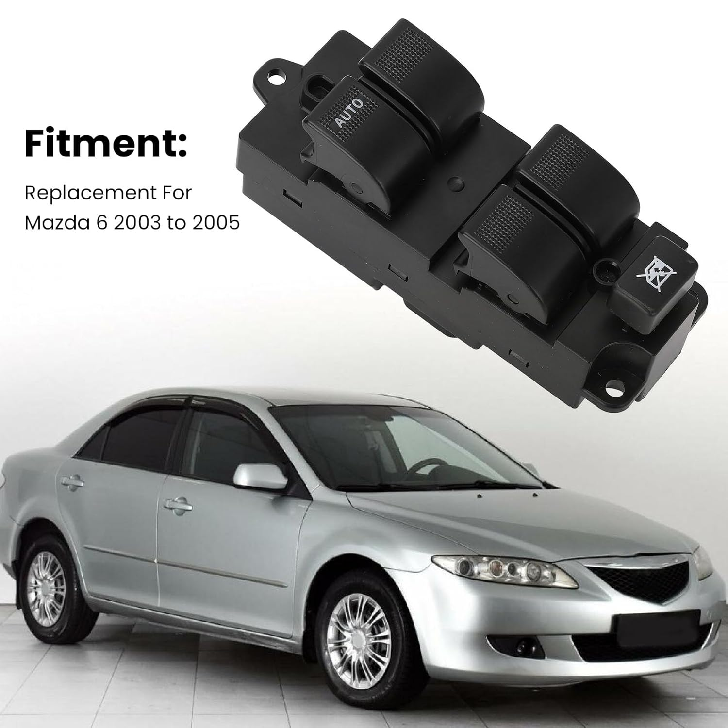 Master Power Window Switch Front Left Driver Side for Mazda 6 2003 to 2005, OE : BL4E 66 350AL2, Front Left Driver Side Window Control Button, Power Master Window Switch Control image number 1