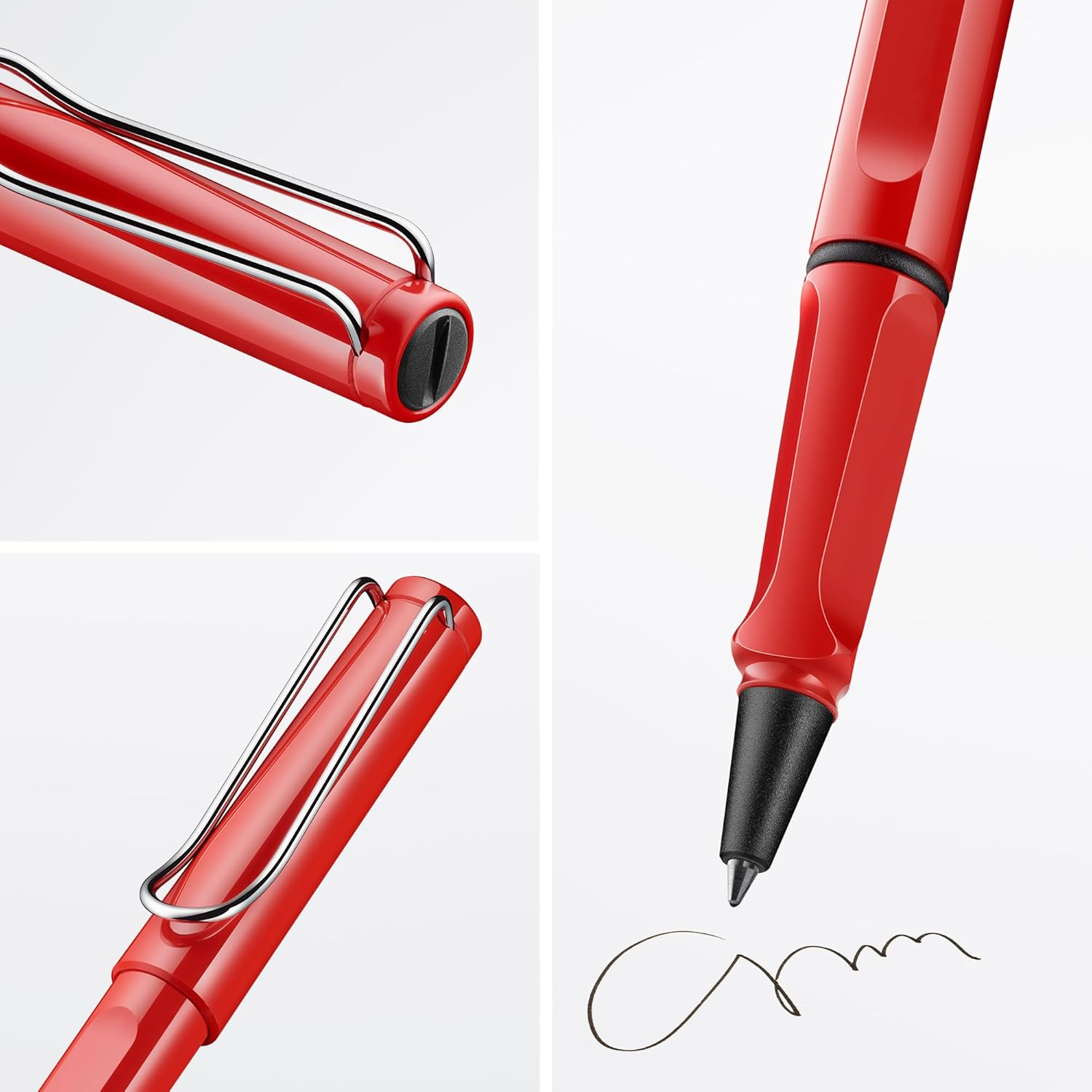 LAMY Safari Red - Rollerball Pen with Ergonomic Grip & Line Width M - for Pleasant Long Writing - Made of Robust ASA Plastic - Including Rollerball Refill LAMY M 63 in Black image number 4