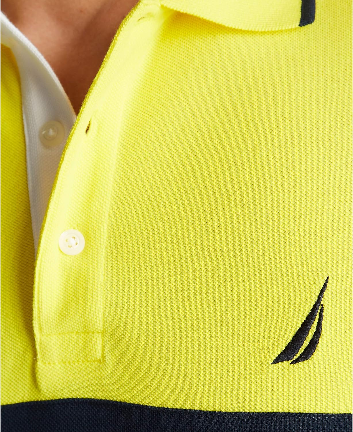 Nautica Mens Short Sleeve 100% Cotton Pique Color Block Polo Shirt, Blazing Yellow, 3X-Large