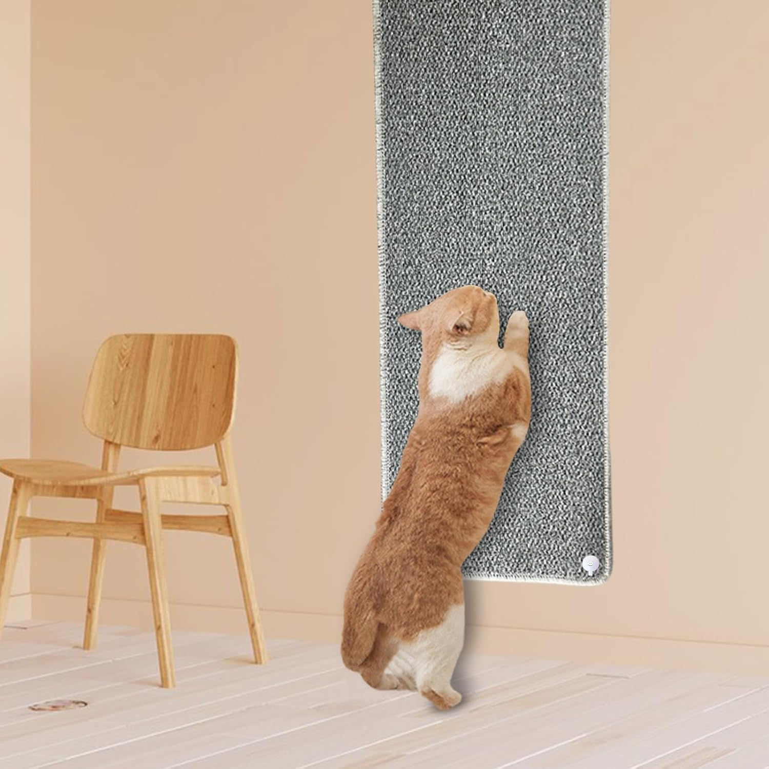 70.9"X 15.7" Thickened Extra Large Cat Wall Climbing Carpet with 10Pcs Fixed Nails, Durable Cat Wall Furniture, Wall Scratcher, Scratching Post, Couch Sofa Protector, Gray - Color 1 image number 4