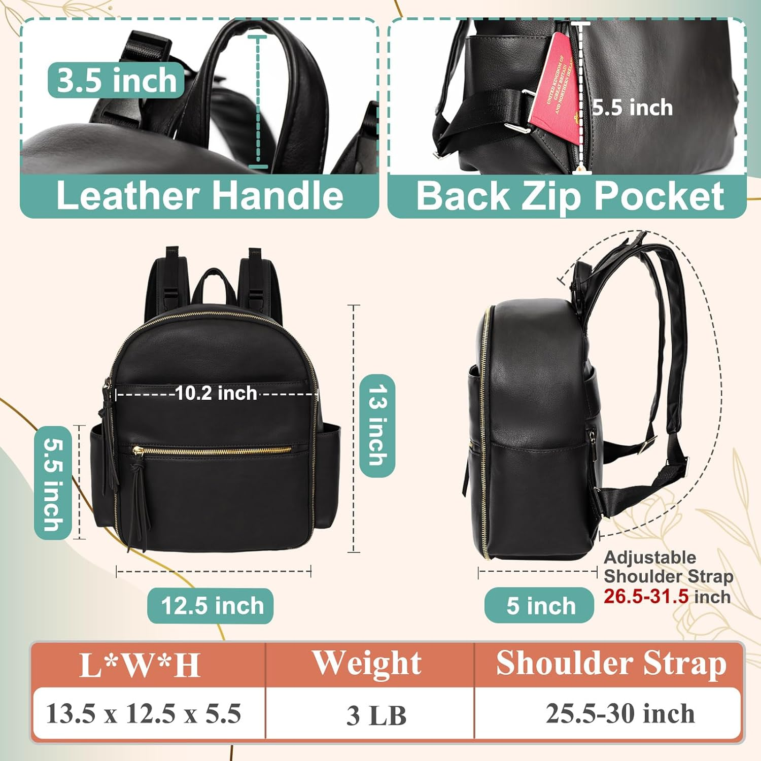 MOMINSIDE Small Diaper Bag Backpack, Mini Baby Diaper Bag, Diaper Bag Organizers, 2 Insulated Pockets, Stroller Straps image number 5