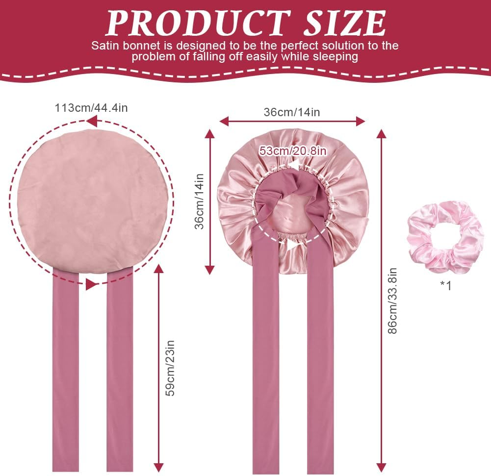 ACWOO Satin Bonnet, Soft Silk Night Hair Cap for Sleeping, Women & Girls, Black, One Size, Adjustable, Contemporary Style, Multi-Function image number 5