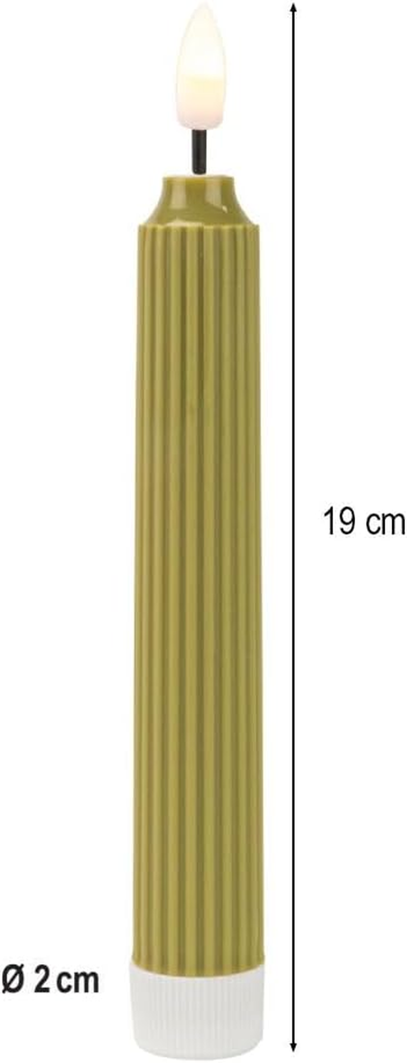 Ideen Mit Herz LED Taper Candles, Pack of 2, Artificial Decorative Candles in Retro Design, Warm White, with Realistic Flickering Effect and Timer Function, Battery Operated (Green) image number 2