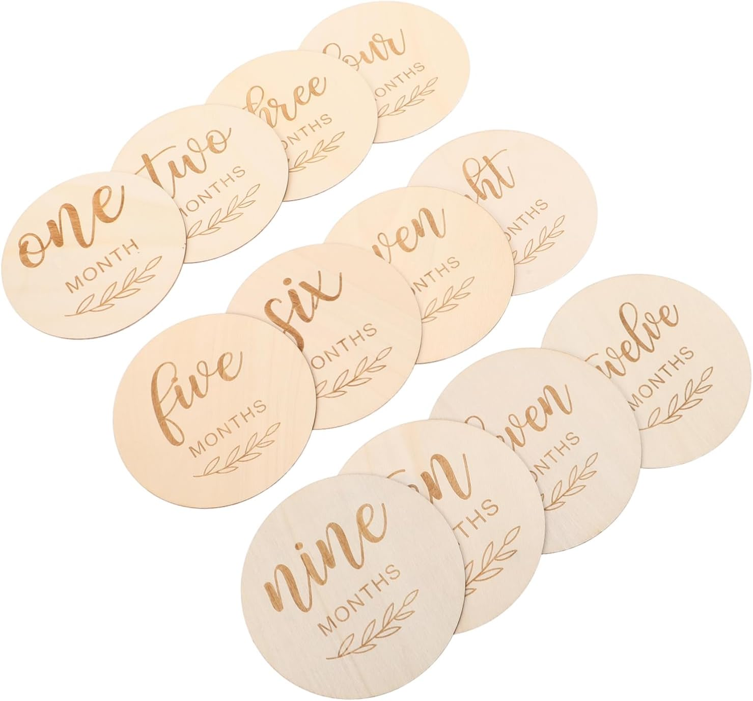 Didiseaon 12Pcs Milestone Signs Wooden Photo Props for Newborn Monthly Milestone Blocks Pregnancy Announcement Cards