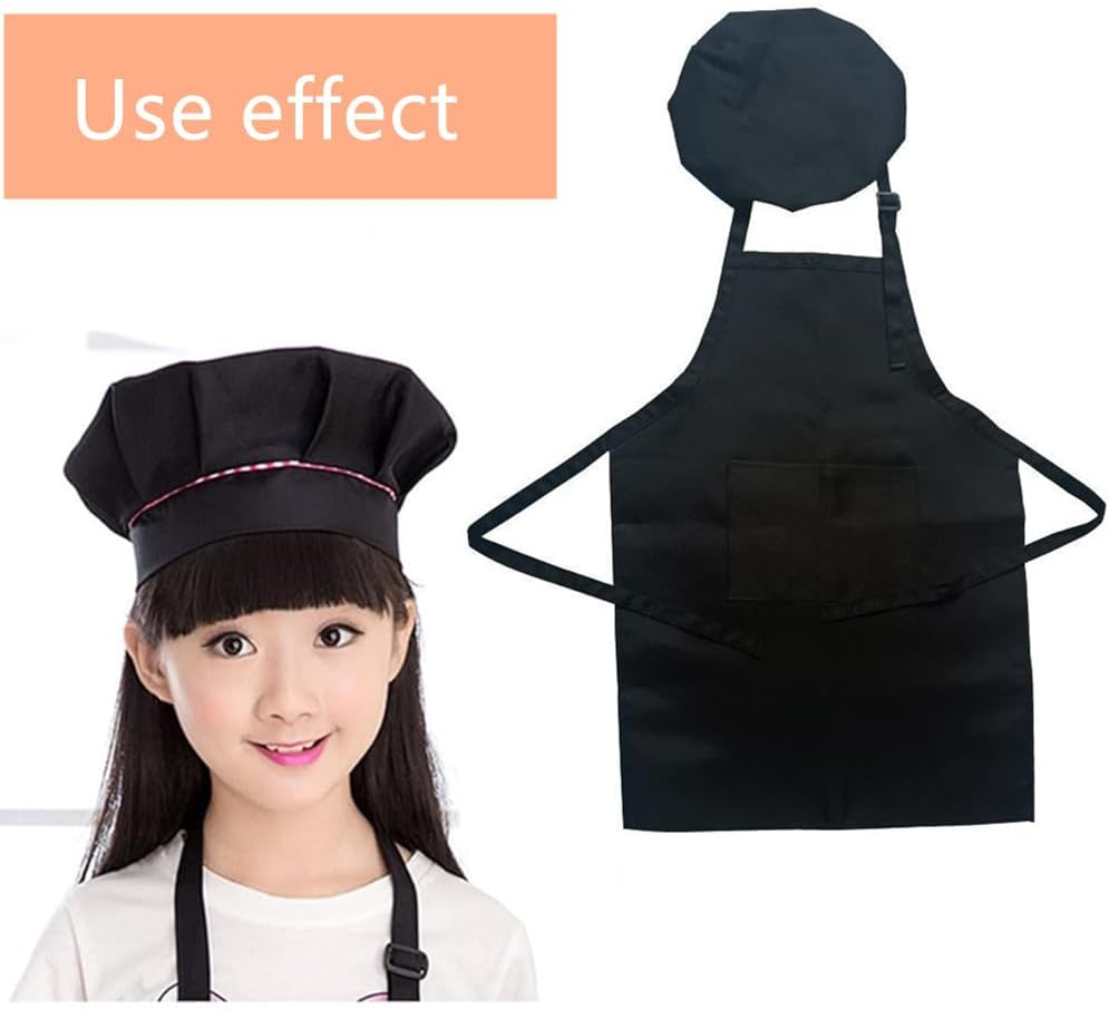 Chef Aprons, Black Apron for Men Women，Granmagazz Apron with Pockets, Kids Apron Children'S Chef Apron for Cooking Baking Painting (S) image number 4