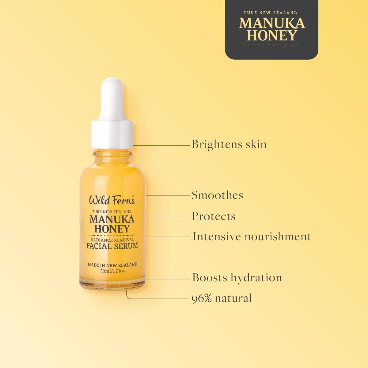 Wild Ferns Manuka Honey Radiance Renewal Facial Serum, 30Ml