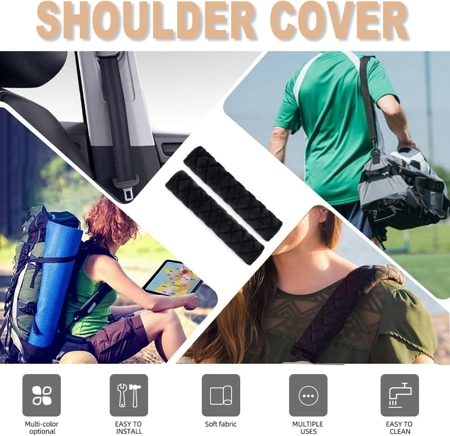 4Pcs Seat Belt Cover Pad Seatbelt Car Strap Covers Seat Universal Cover Soft Shoulder Pad for Helping Protect Your Shoulder from the Rubbing to Release Stress to Neck and Shoulder for Kids & Adults image number 6