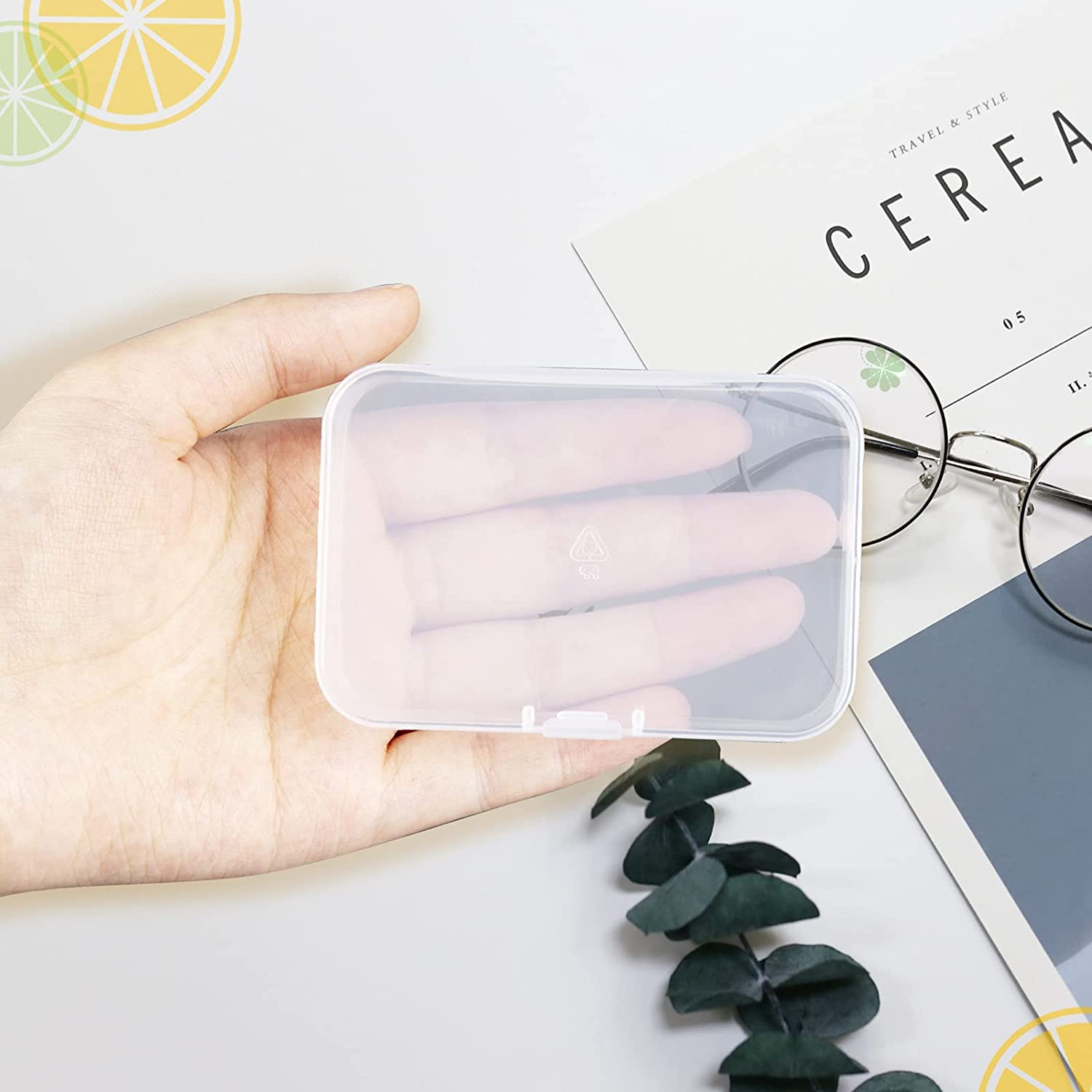 YASUOA Plastic Box Pin Holder Mini Storage Containers with Hinged Lid Bobby for Business Card Crafts Screws Drills Tiny Bead (3.5X2.5Inch) Small Rectangle 6 Pack