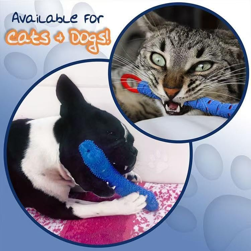 Dog Dental Chew Toy, Durable Rubber Tooth Cleaning Stick, Blue and Green, Pet Teeth Care image number 1