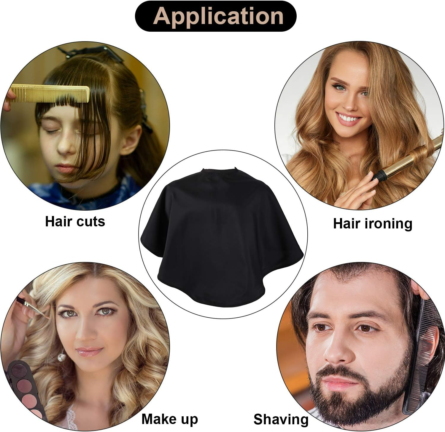 2 Pcs Makeup Cape and Bib - Waterproof Beauty Salon Barber Dye Styling Shampoo Cape for Hairdresser Artist Clients, Black image number 1