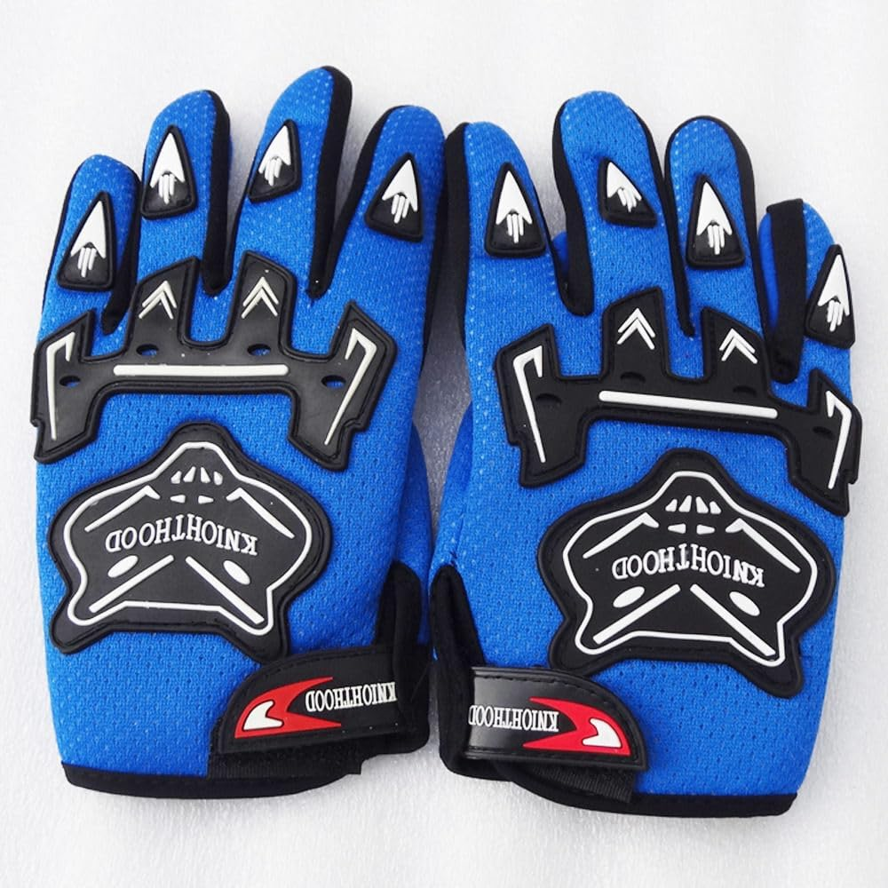Blue Kids Youth Bike Gloves Children Motorcycle Full Finger Gloves for MX Motorbike Motocross BMX MTB Sport Outdoor - Kid Large image number 3