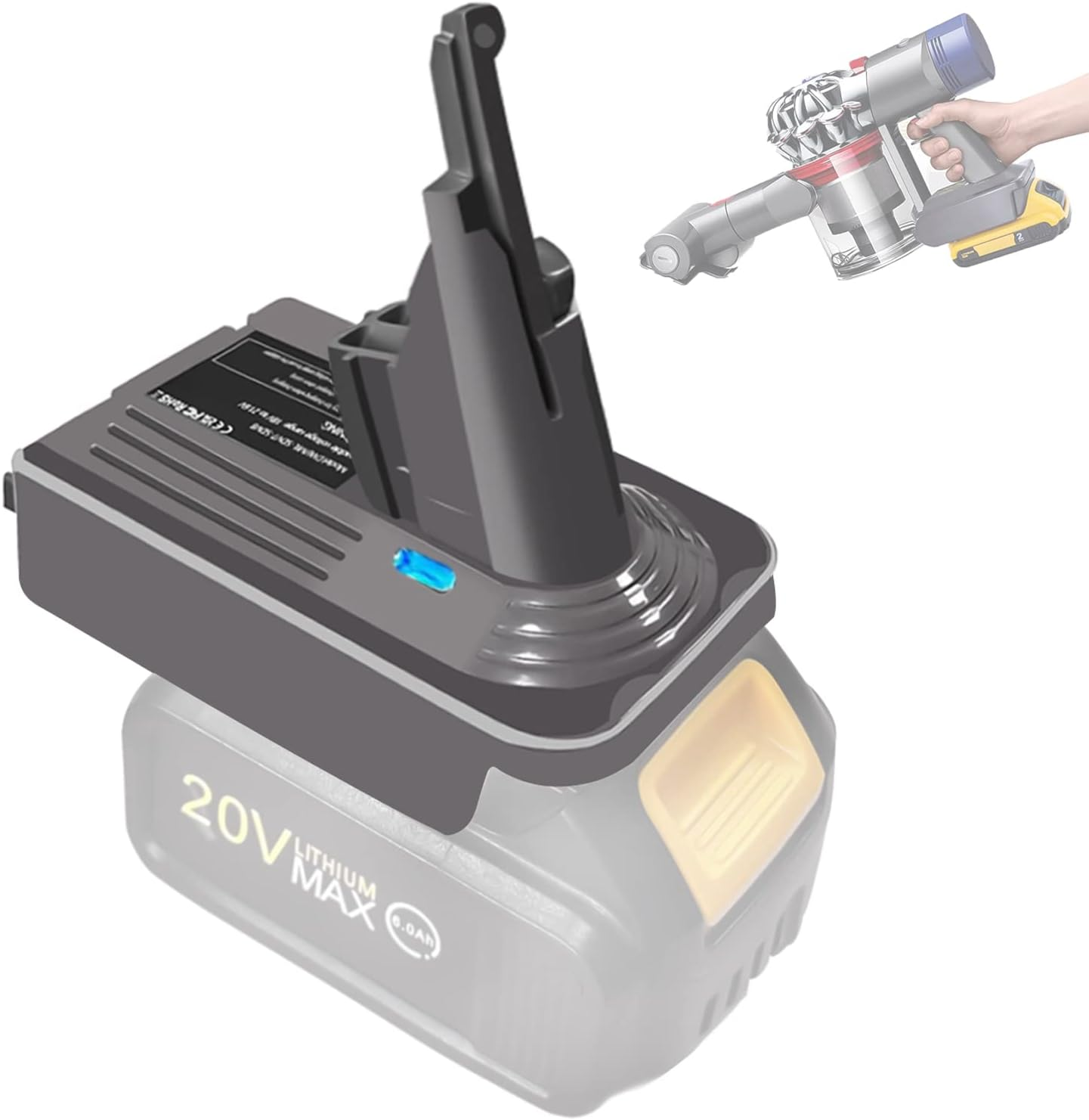 Upgrade Your Dyson V7 Vacuum with Dewalt 20V and Milwaukee M18 18V Battery by Using the V7 Battery Adapter, Compatible with All V7 Series Vacuum Cleaner Models image number 4
