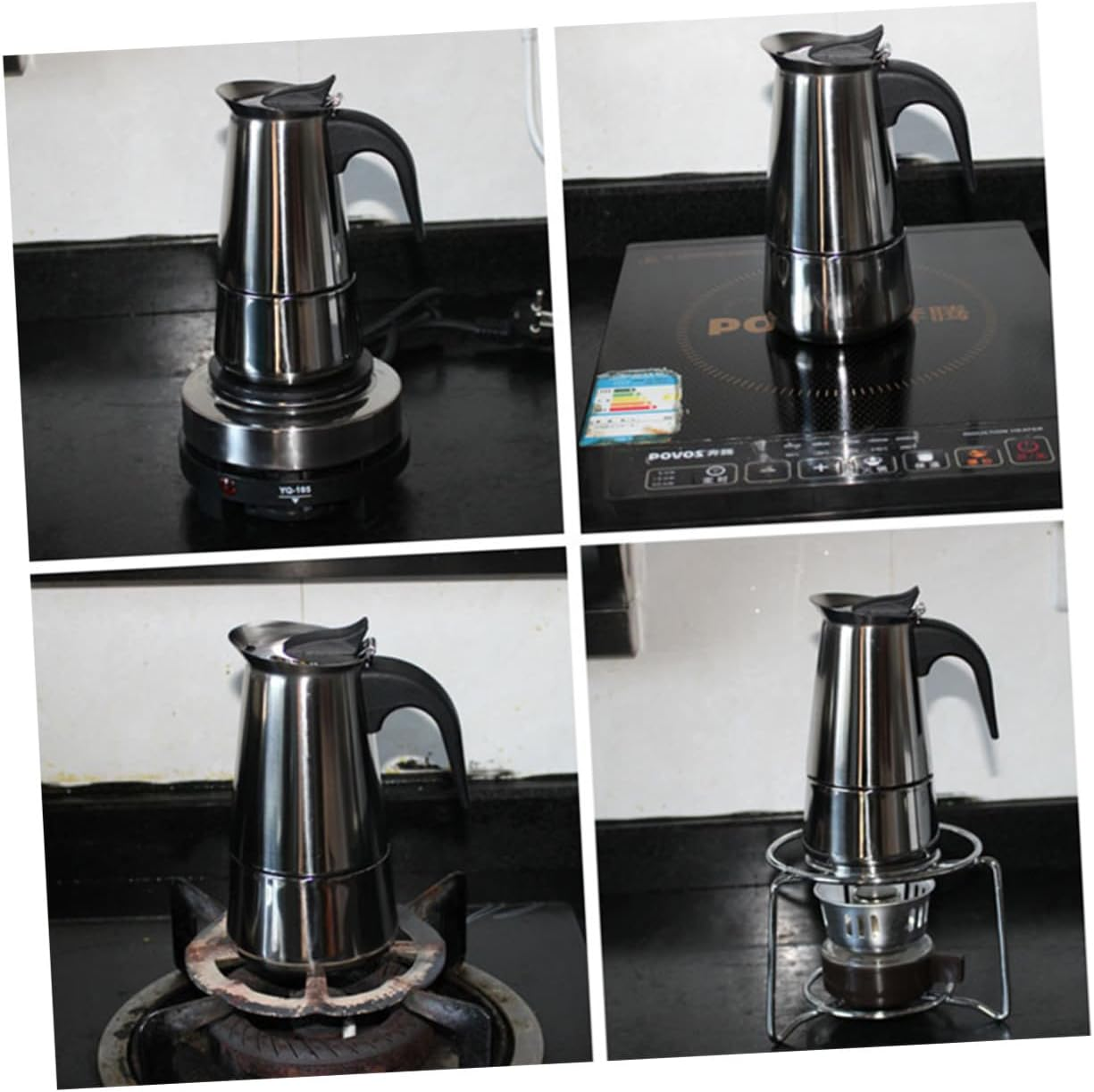 NOLITOY Stovetop Coffee Maker Stainless Steel Pot 9/12 Cups Portable Italian Espresso Maker Suitable for Induction and Other Heating Appliances Easy to Clean image number 5