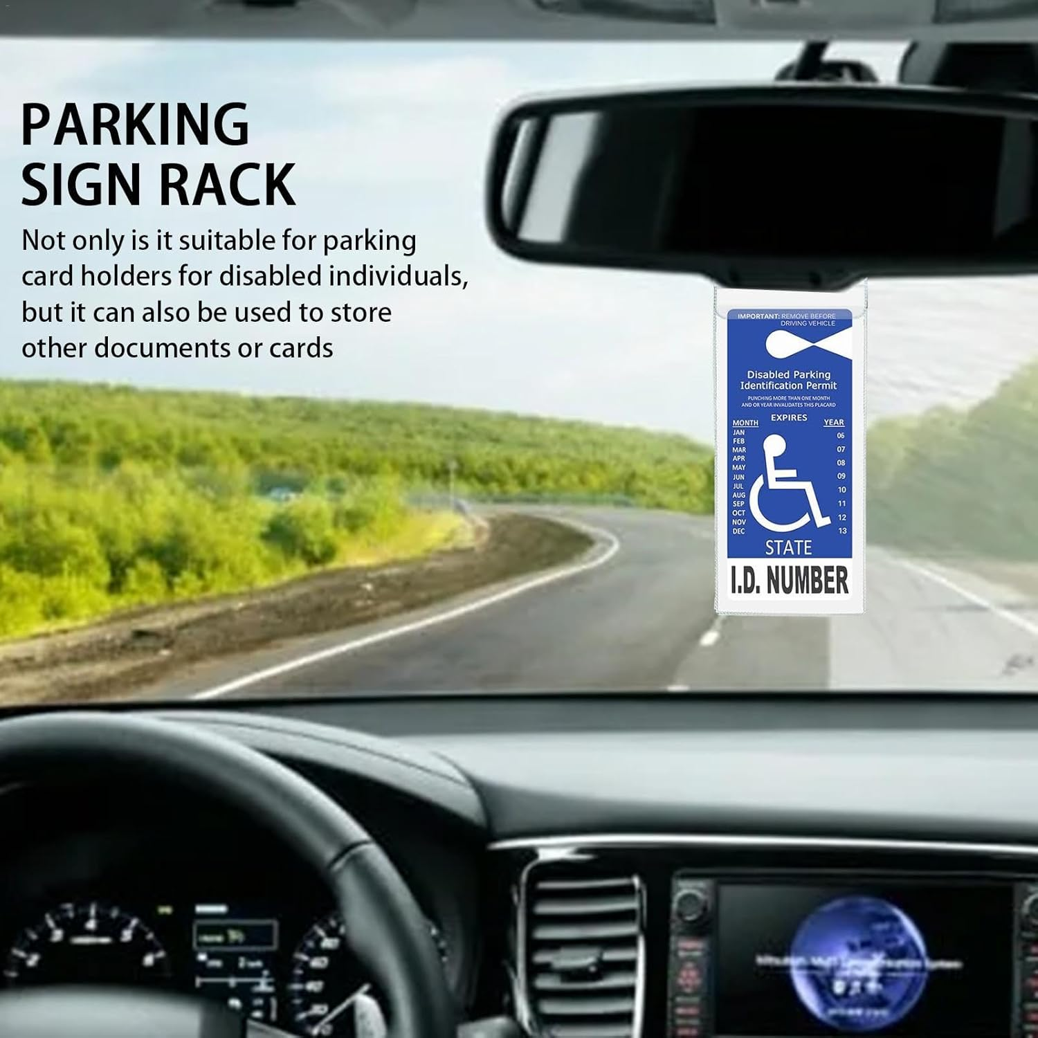Handicap Parking Placard Holder - Clear Handicapped Placard Holder for Car - Handicapped Placard Holder with Hook, Garage Parking Aid, Handicap Accessories