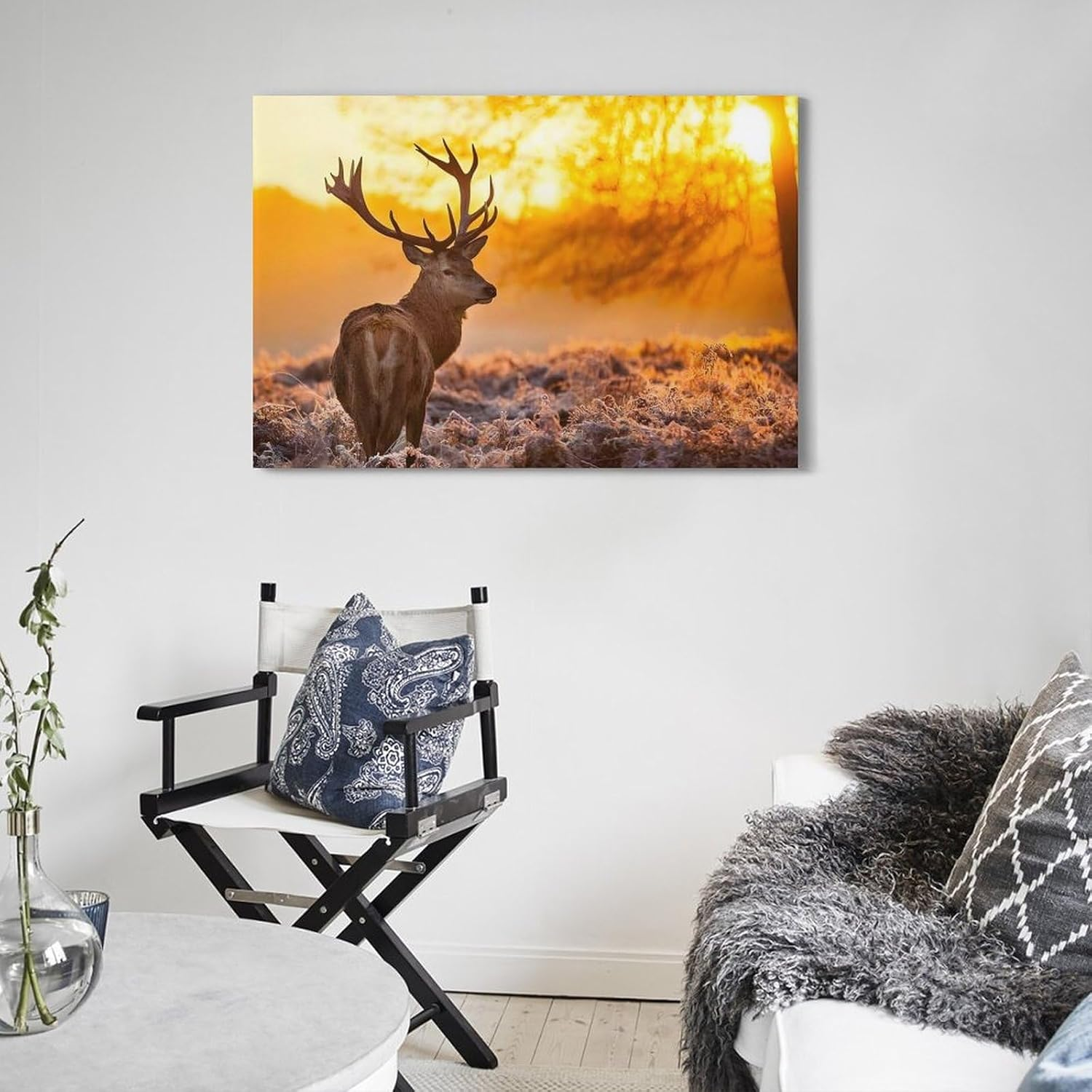 Deer Poster Canvas Painting Wall Art Picture Home Decor Print for Bedroom Living Room Dorm Study Bar Office 16X24Inch(40X60Cm) Frame-Style image number 4