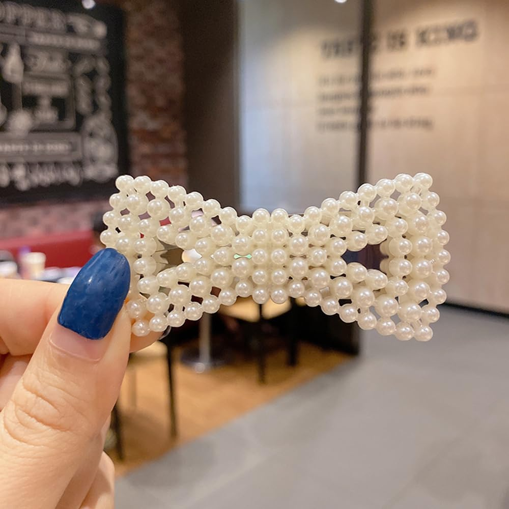 CENPEK Elegant Pearl Hair Clips for Girls Women Ladies, 12Pcs Pearl Barrettes/Bobby Pins/Snap Clip Hair Slides for Prom Party Wedding, Handmade Hair Accessories image number 3