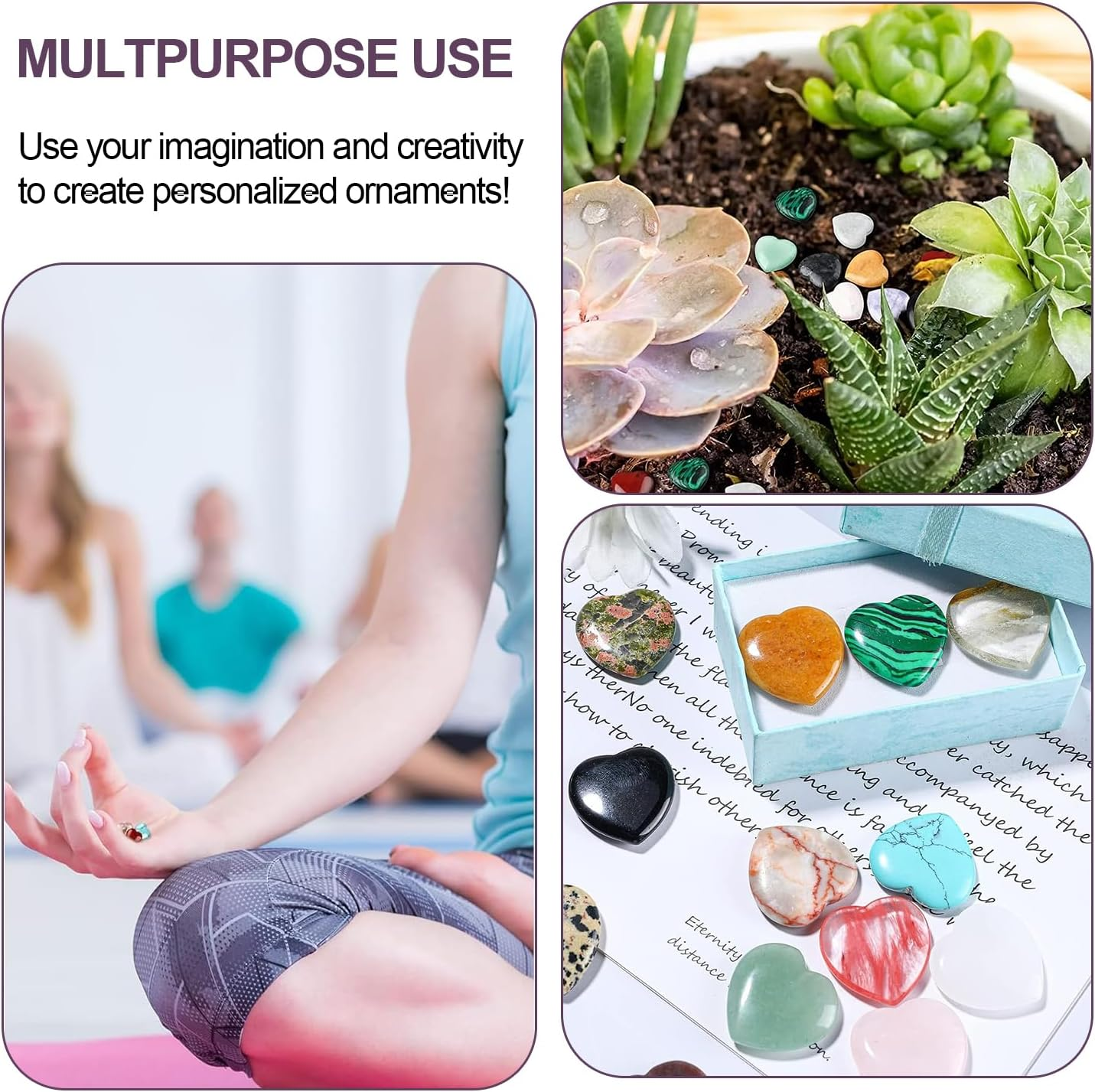 20Pcs Heart Stones, Funcyboo 0.8In Heart Shaped Healing Crystals Meditation Stone Love Crystal Stones for Women Mothers Day Valentines Day Anxiety Relieve Meditation Love Gift(Random Color)