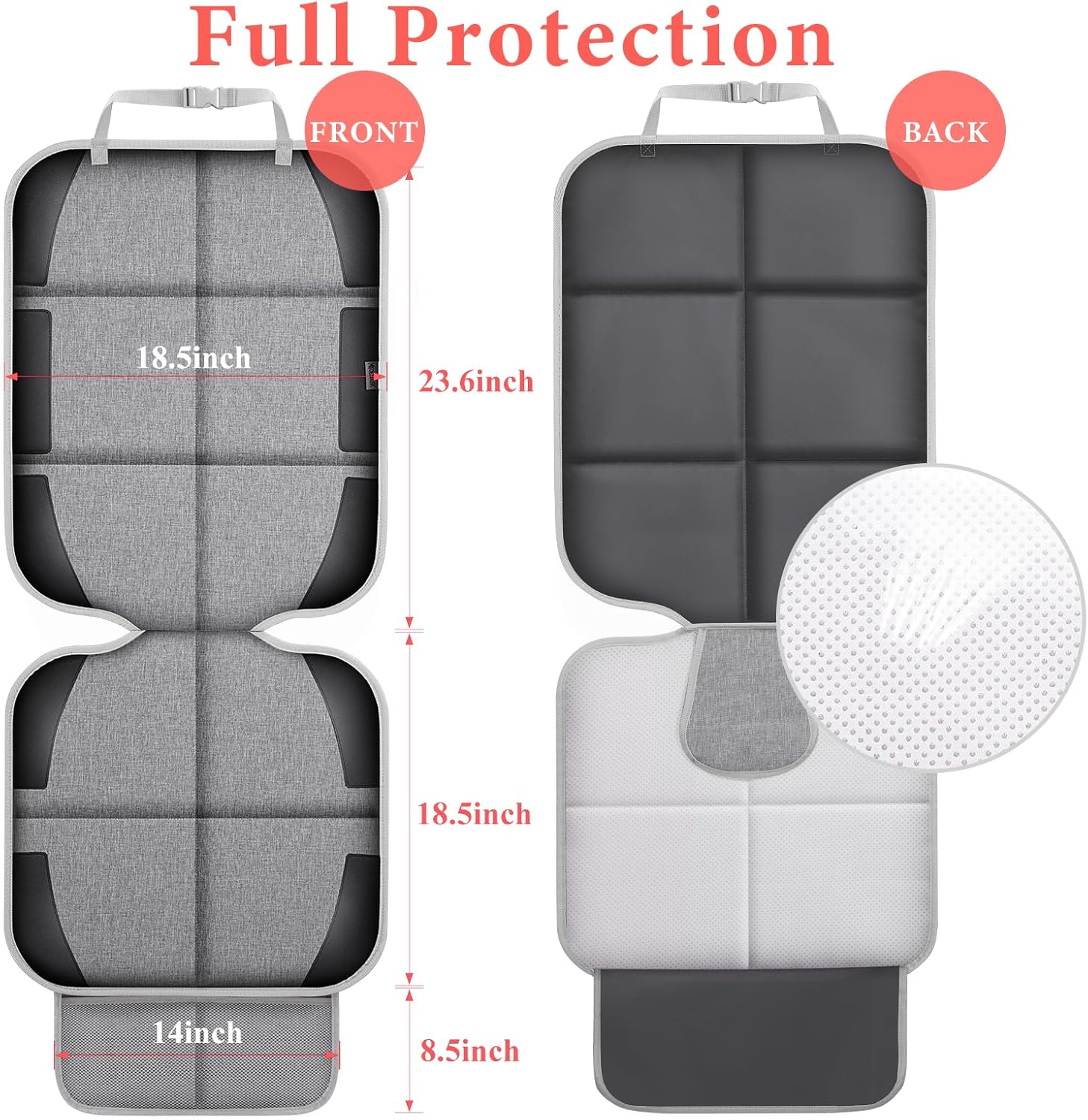 Meolsaek Car Seat Protector, Non-Slip Padded Backing Will Not Leave Imprint, Thickest Carseat Seat Protector for Child Car Seat 2 Pack for SUV, Sedan, Truck, Leather Car Seat (Black) image number 3