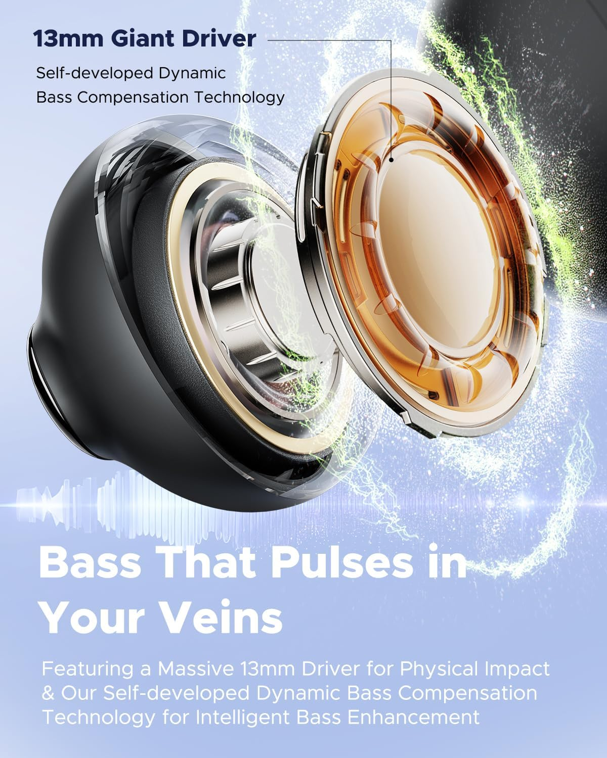 YAMDROK Y1 Lite Open Ear Headphones, Lightweight Wireless Earbuds Bluetooth 6.0 with Digital Display, IPX4, Noise Cancelling Earphones for Calls, 30H, 13Mm Drivers Bass, Stable Fit for Sports image number 3