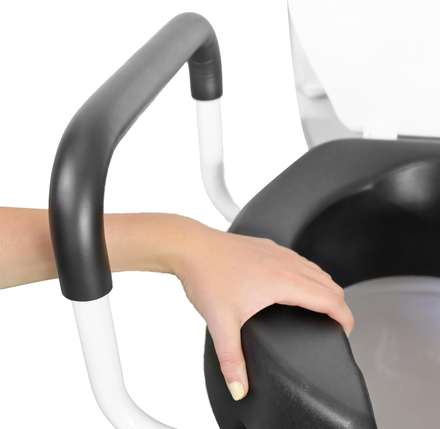 KMINA - Toilet Seat Riser with Handles (4", Soft), Raised Toilet Seat with Lid, Elevated Toilet Seats for Seniors, Toilet Seat Raiser, Elongated Toilet Seat, Raised Toilet Seat with Arms Black image number 6