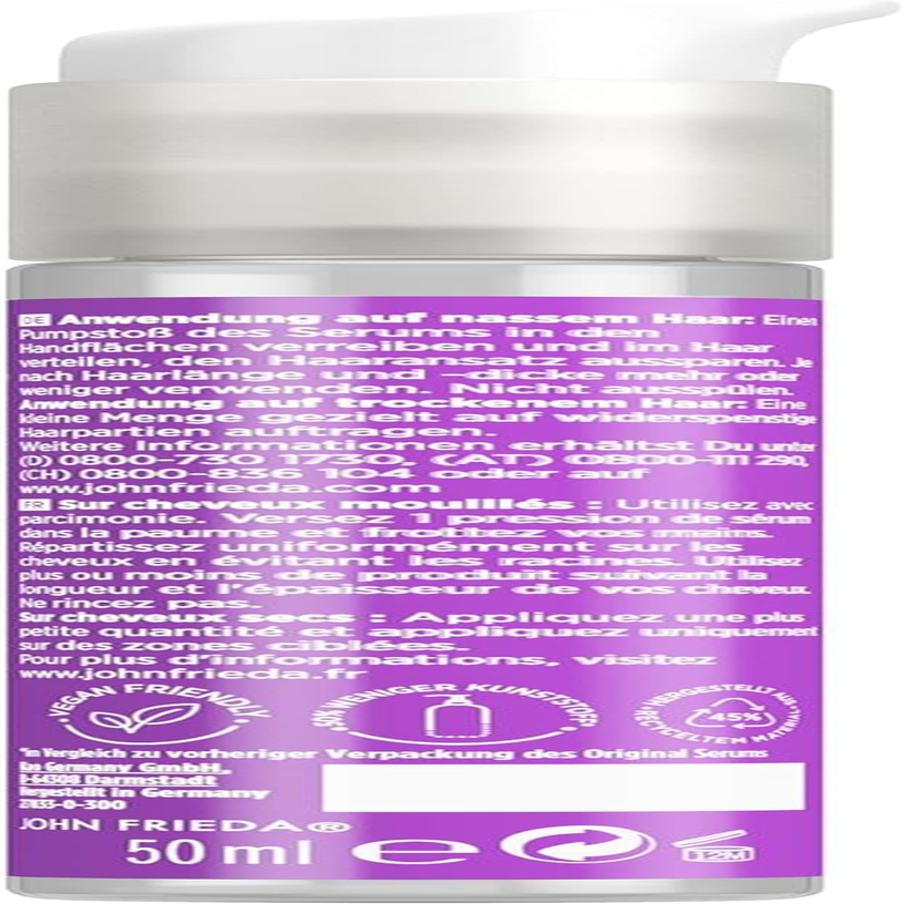 John Frieda 4 in 1 Extra Strong Serum &ndash; Content: 50 Ml &ndash; Hair Type: Thick, Unruly &ndash; from the Frizz Ease Series &ndash; Tames Frizz &ndash; Protects against Heat and Humidity image number 2