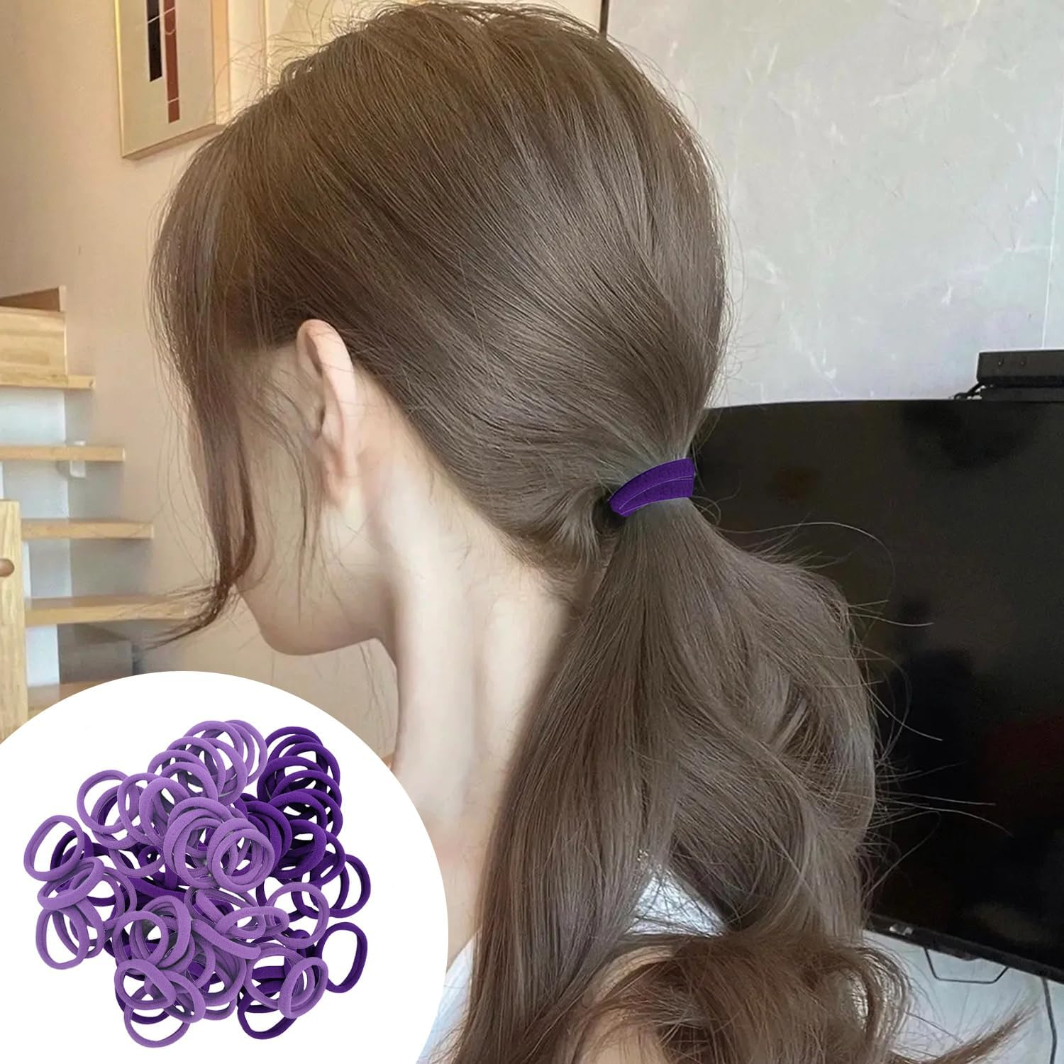 4 Purple Hair Accessories, Pack of 50 Women'S Hair Ties, Women'S Bow Hair Clips, Girls Bow Hair Accessories, Suitable for Daily Wear and Match with School Uniforms image number 4