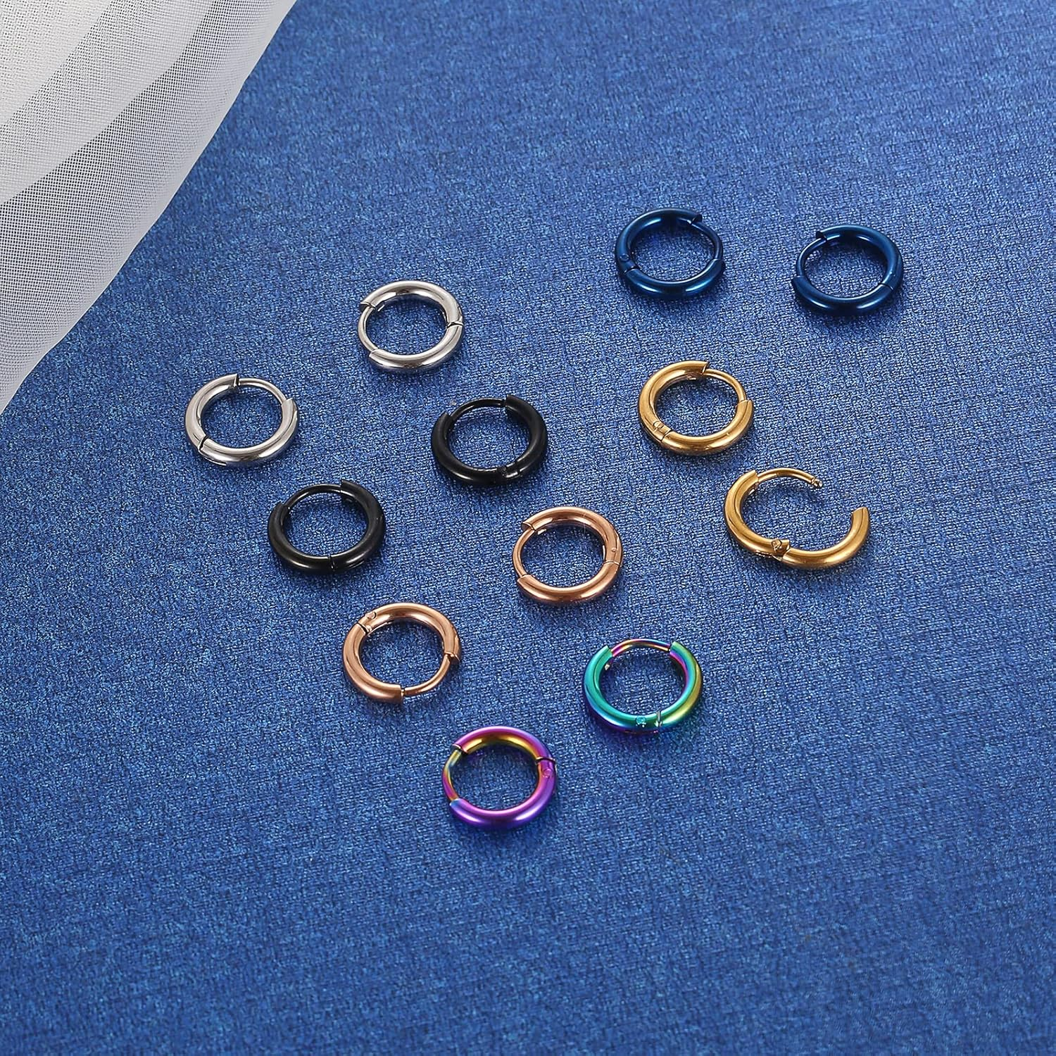 316L Surgical Stainless Steel Small Hoop Earrings 8Mm 10Mm 12Mm 14Mm Hypoallergenic Huggie Hoop Earrings Helix Lobes Hinged Sleeper Earrings Men Women for Cartilage Piercings image number 6