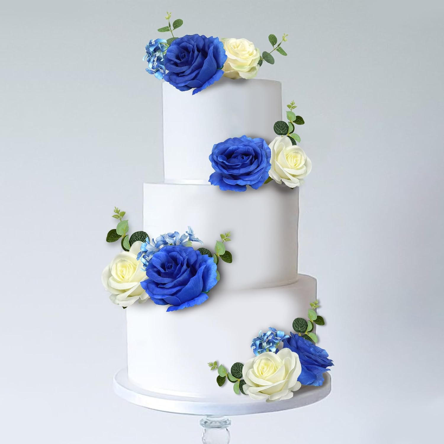 DRWATE Flower Cake Toppers Boho Cake Toppers Artificial Blue Rose Eucalyptus Cake Decorations for Girl Women Birthday Baby Shower Wedding Valentine'S Day Celebration Boho Party Supplies (Style 6) image number 5
