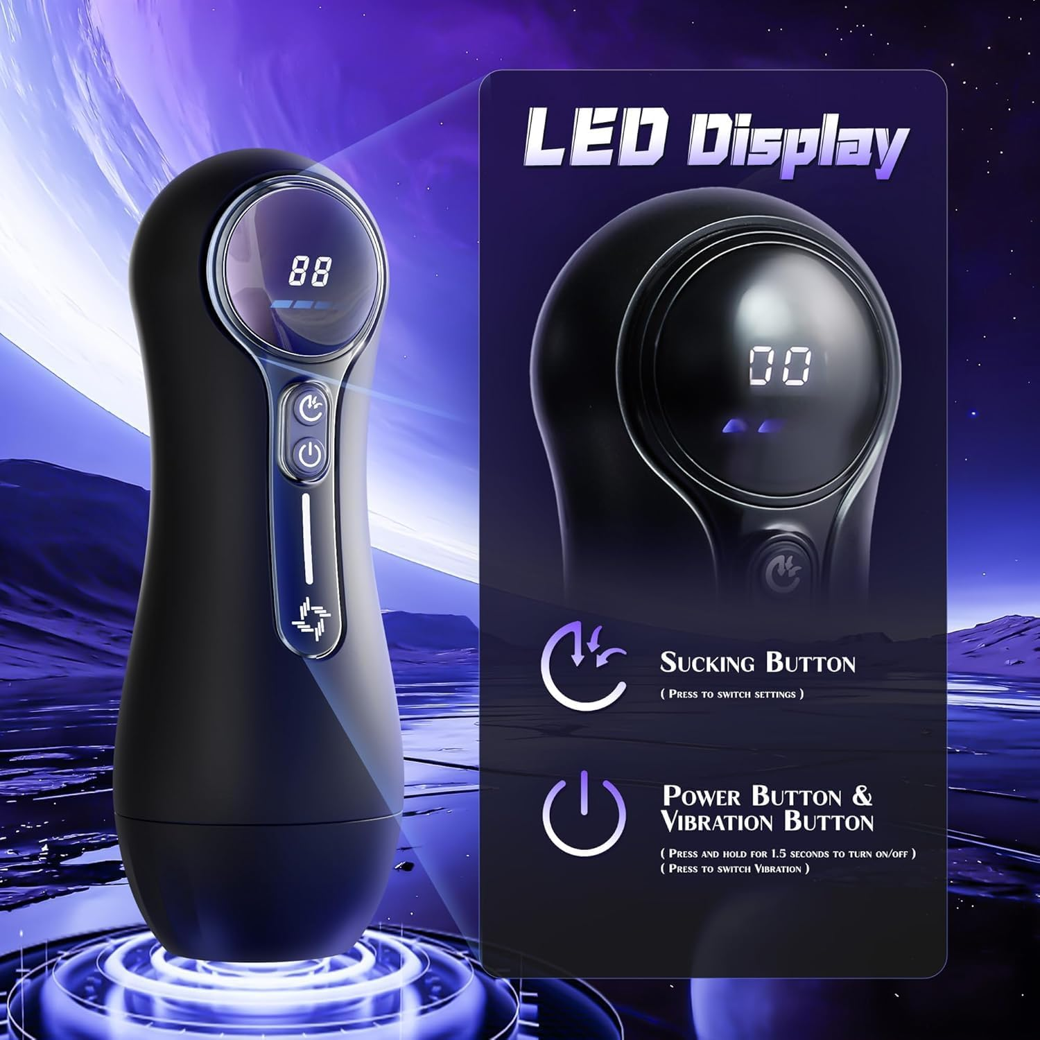 Sex Toys for Men Male Masturbator with 4 Suction & 9 Vibration Modes, Penis Pump Adult Toys with LED Display, Hands-Free Male Sex Toy, Discreet Mens Sex Toys Sex Machine for Men Pleasure image number 2