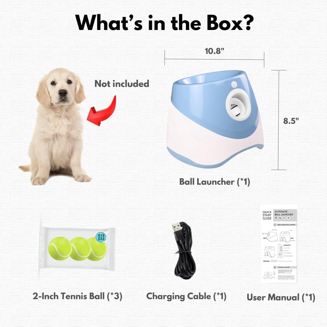 Automatic Ball Launcher for Small, Medium Dog/Puppy with 6 Small Tennis Balls image number 3