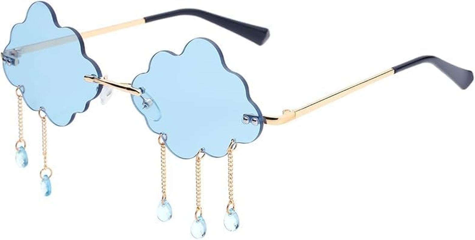 Cloud Shaped Sunglasses for Women Men Vintage Trendy Rimless Sun Glasses Rave Party Halloween Eyeglasses image number 3