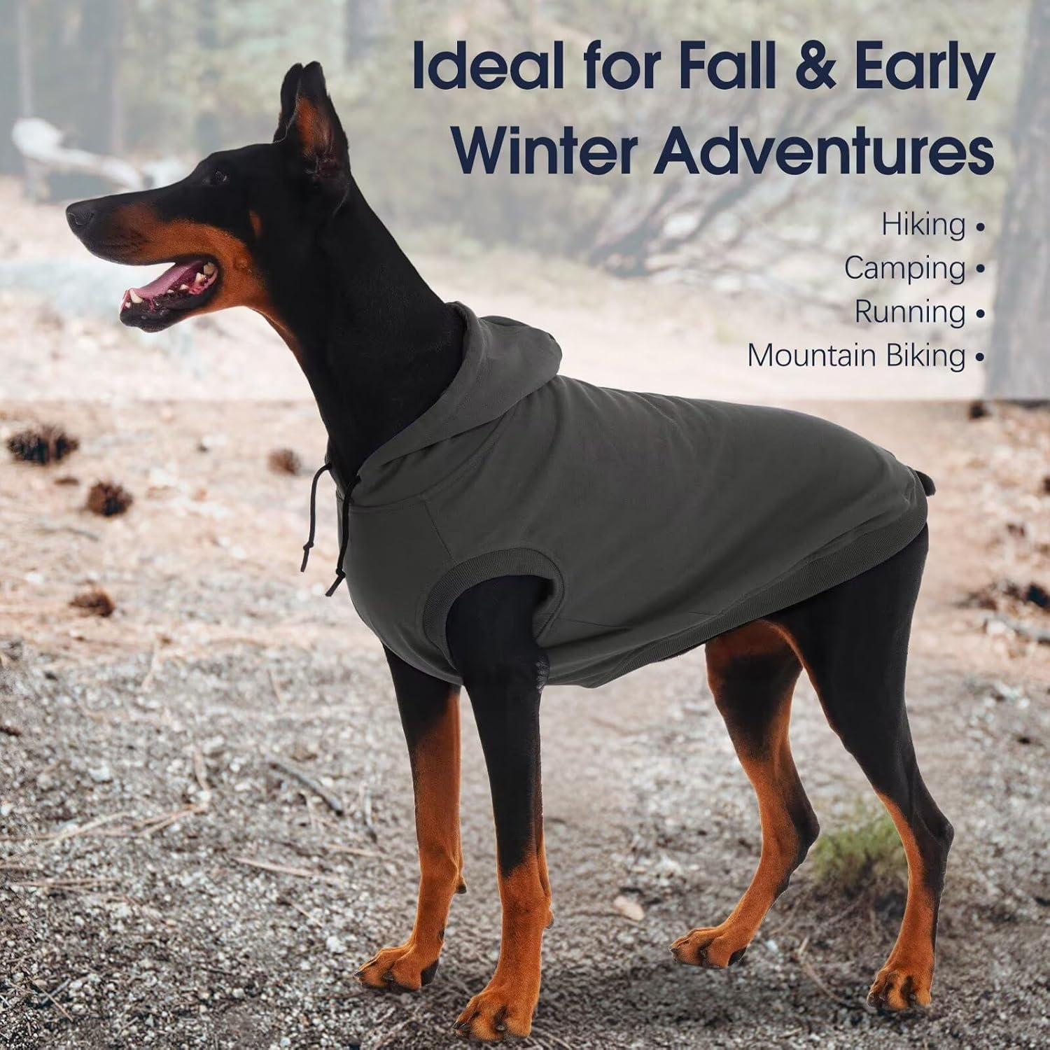 Iecoii Dog Hoodie for Large Dogs,Big Dog Clothes with Hood for Extra Large Dogs,Fall Winter Dog Sweatershirt Hoodies,Ropa Para Perros Grandes Doberman,Great Dane Sweater,Grey,4Xl(No Fleece Lined)