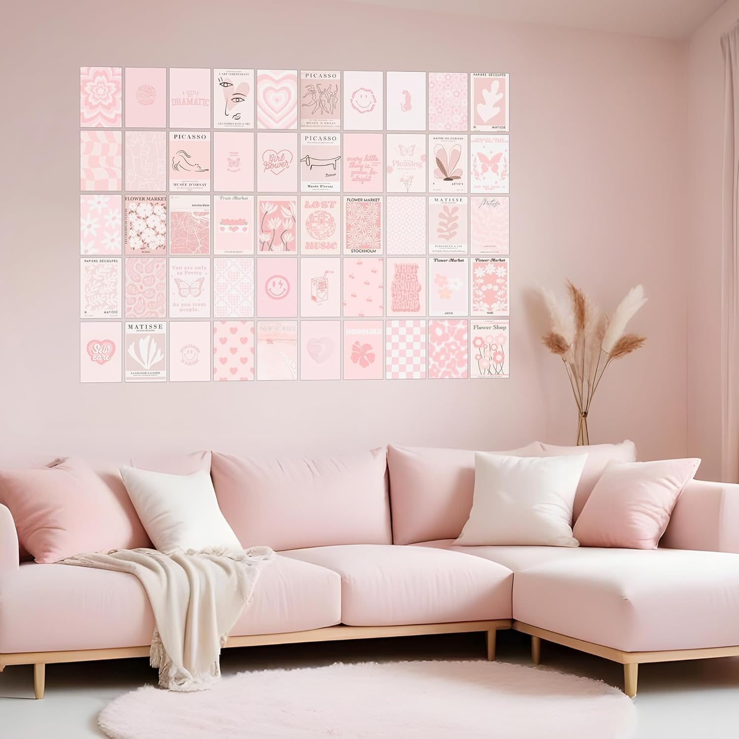 Pink Room Decor Aesthetic,Pink Wall Collage Kit Posters for Room Aesthetic Posters Prints,Pink Aesthetic Dorm Room Decor for Teen Girl (50Pcs 4X6 Inch) image number 4