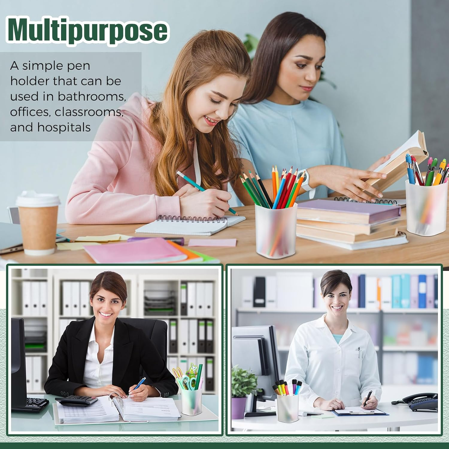 30 Pcs Bulk Pen Holder for Desk Pen Cups Stationary Stationery Organizers and Storage Plastic Matte Pencil Holder Ins Style Transparent Pen Holders for Office School Classroom Home Supplies