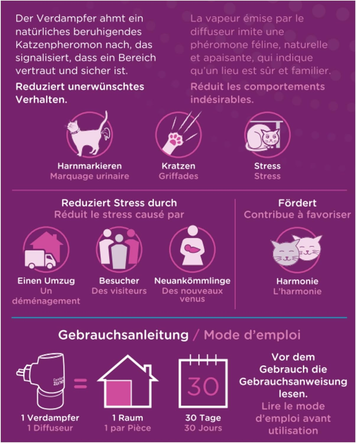 Eco Pack of 4 Refills for Comfort Zone Diffuser (120 Days) &ndash; Pheromones: Reduces Stress, Urinary Marking, Scratching and Other Problematic Behaviors. image number 1